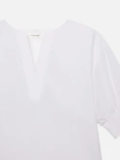 V-Neck Popover Top in White