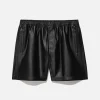 Volley Leather Short in Noir