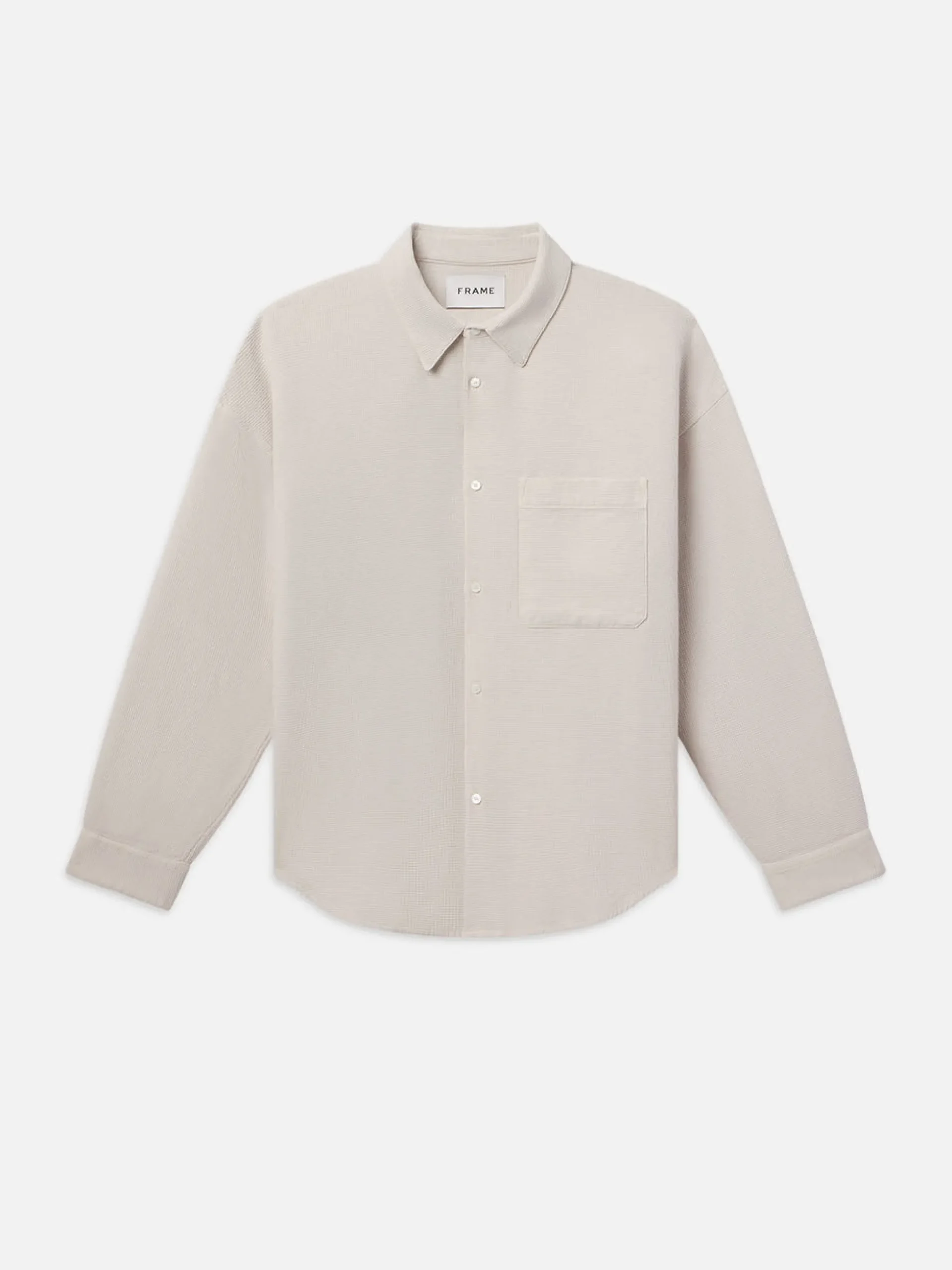 Waffle Textured Shirt in Off White