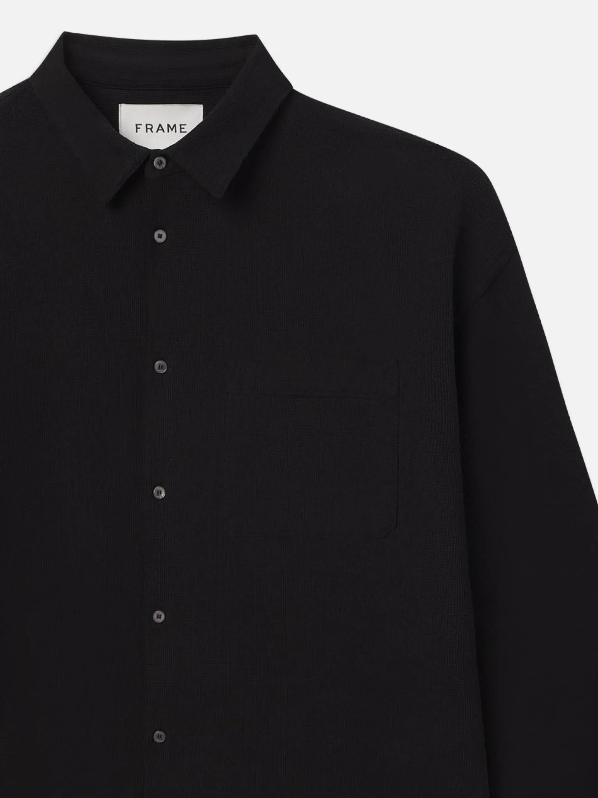 Waffle Textured Shirt in Black