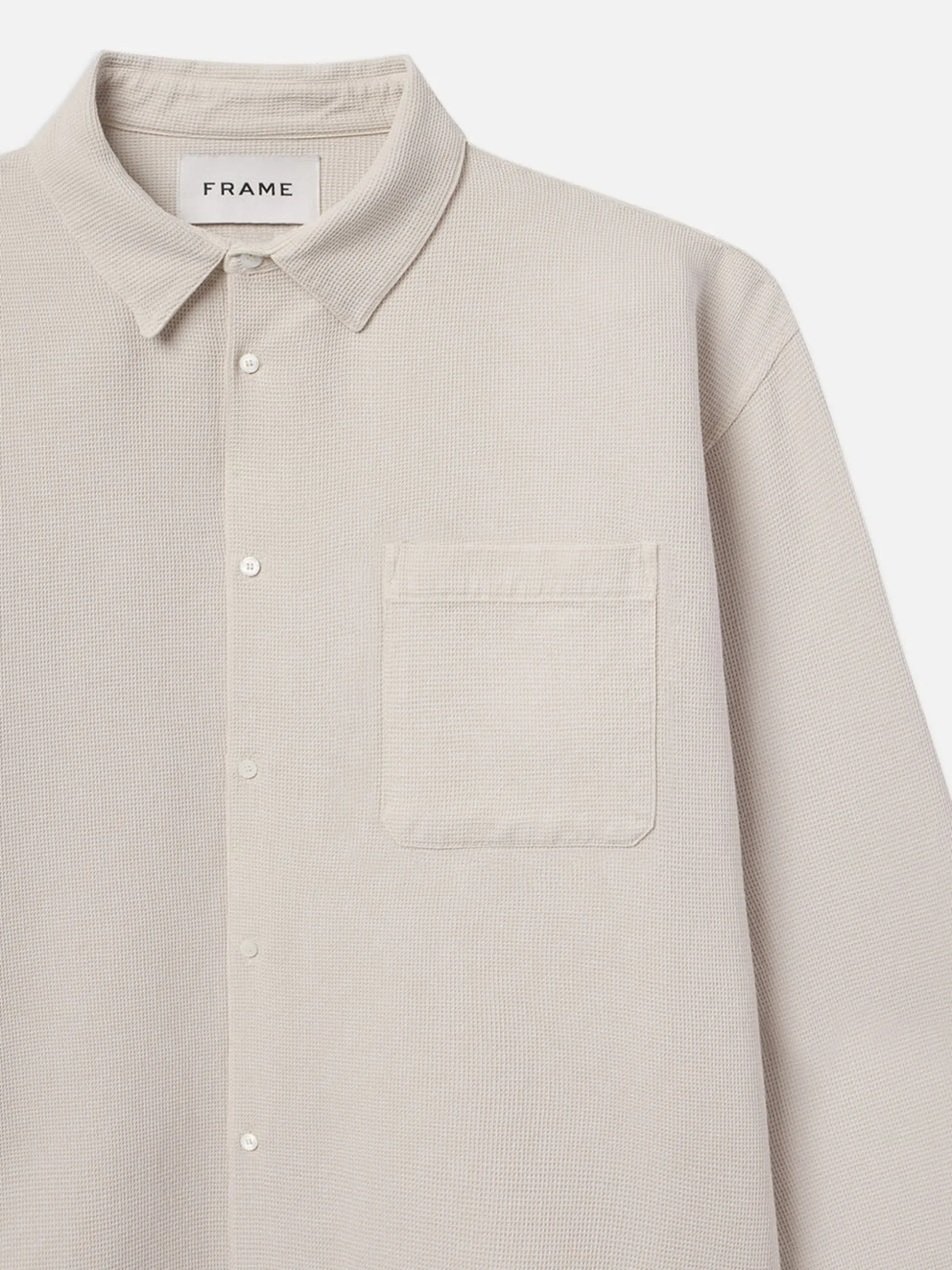 Waffle Textured Shirt in Off White