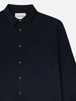 Waffle Textured Shirt in Dark Navy