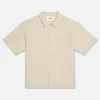 Waffle Textured Short Sleeve Shirt in Beige