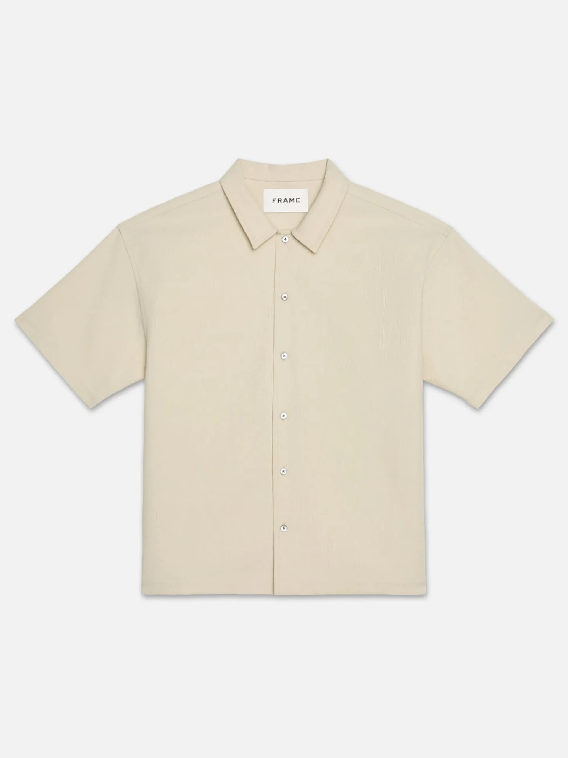 Waffle Textured Short Sleeve Shirt in Beige