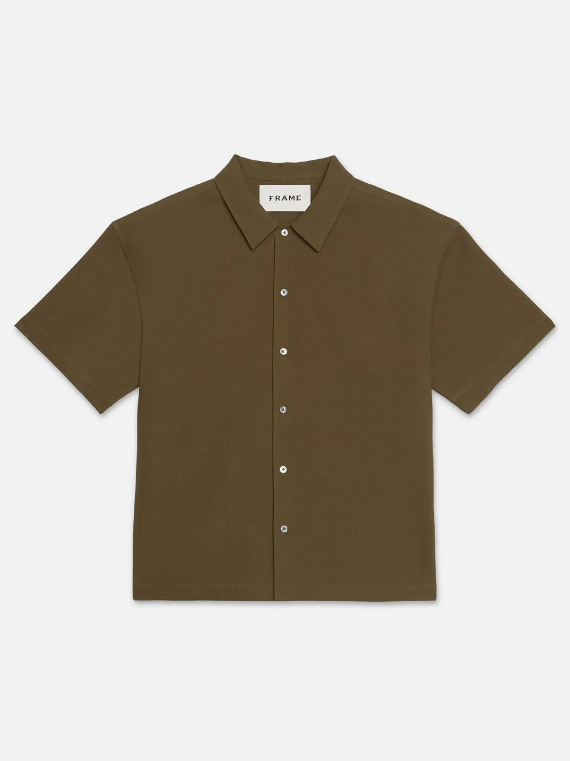 Waffle Textured Short Sleeve Shirt in Dark Beige