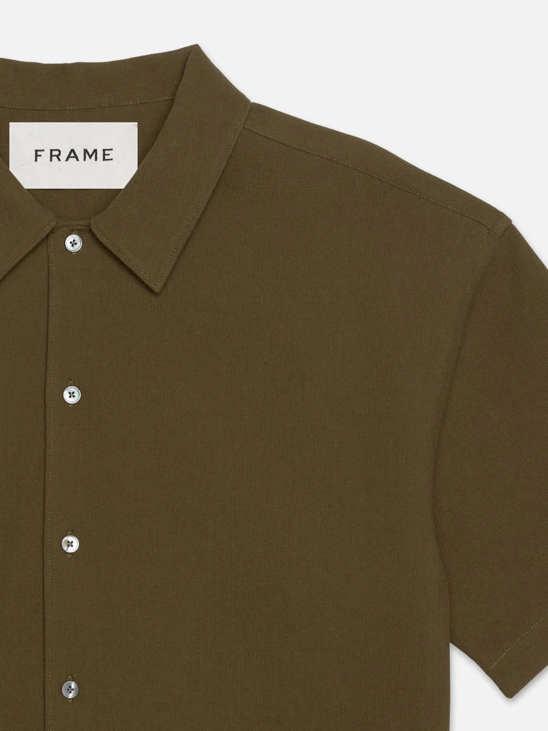 Waffle Textured Short Sleeve Shirt in Dark Beige