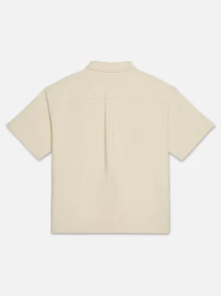Waffle Textured Short Sleeve Shirt in Beige