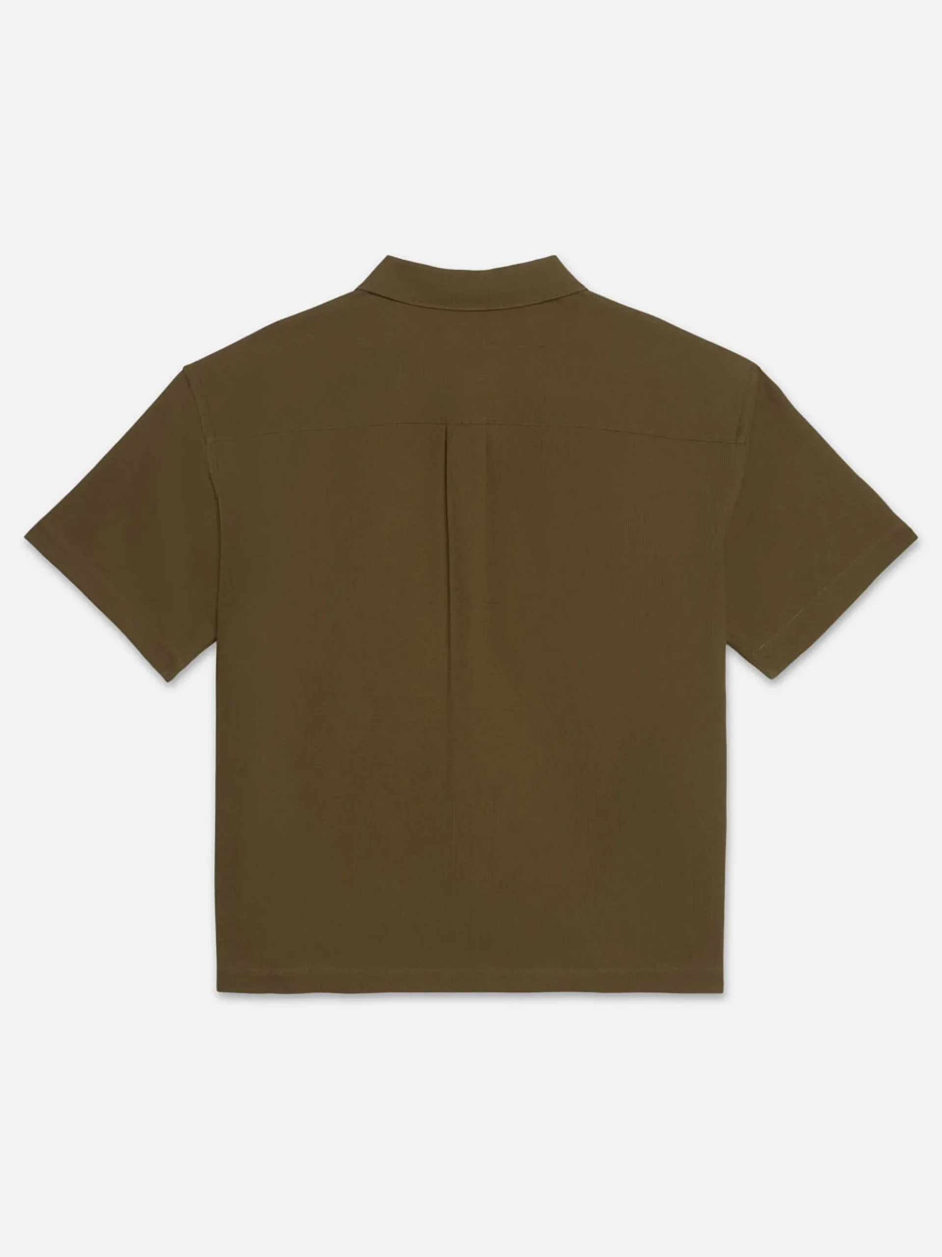 Waffle Textured Short Sleeve Shirt in Dark Beige