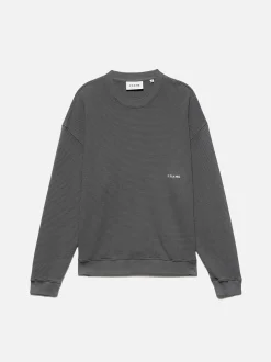 Waffle Textured Sweatshirt in Charcoal Grey