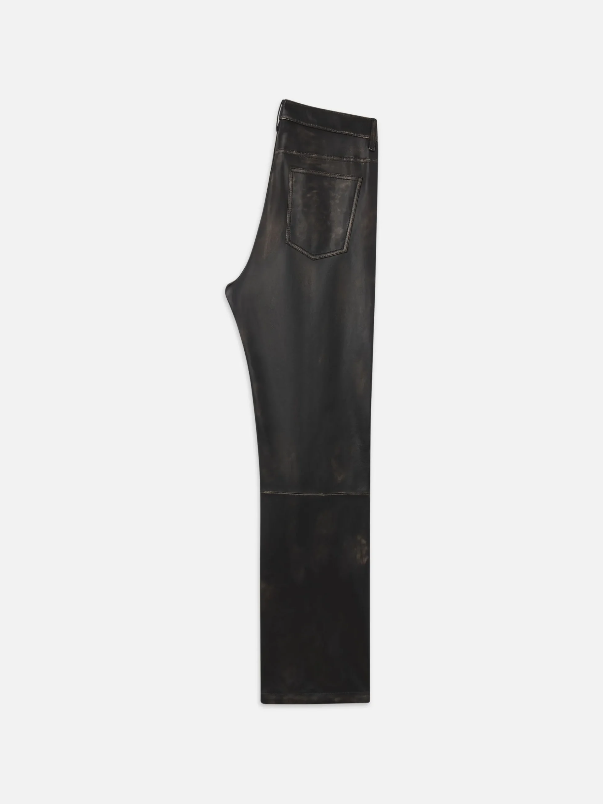 Washed Leather Pant Trousers in Black Washed