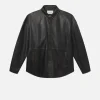 Washed Leather Shirt in Black Washed