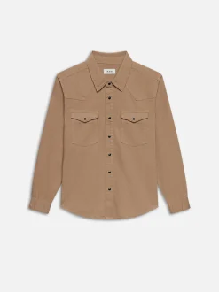 Western Denim Shirt in Dark Beige