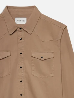 Western Denim Shirt in Dark Beige