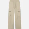Wide Leg Cargo Pants in Smoke Beige