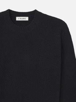 Wool Cashmere Textured Sweater in Dark Navy