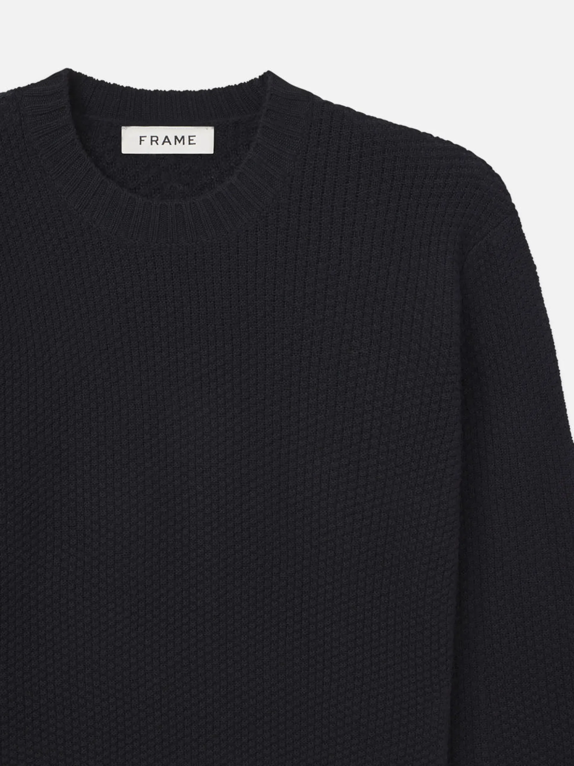 Wool Cashmere Textured Sweater in Dark Navy