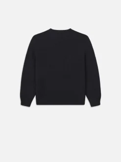 Wool Cashmere Textured Sweater in Dark Navy