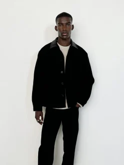 Woolen Workwear Jacket in Black