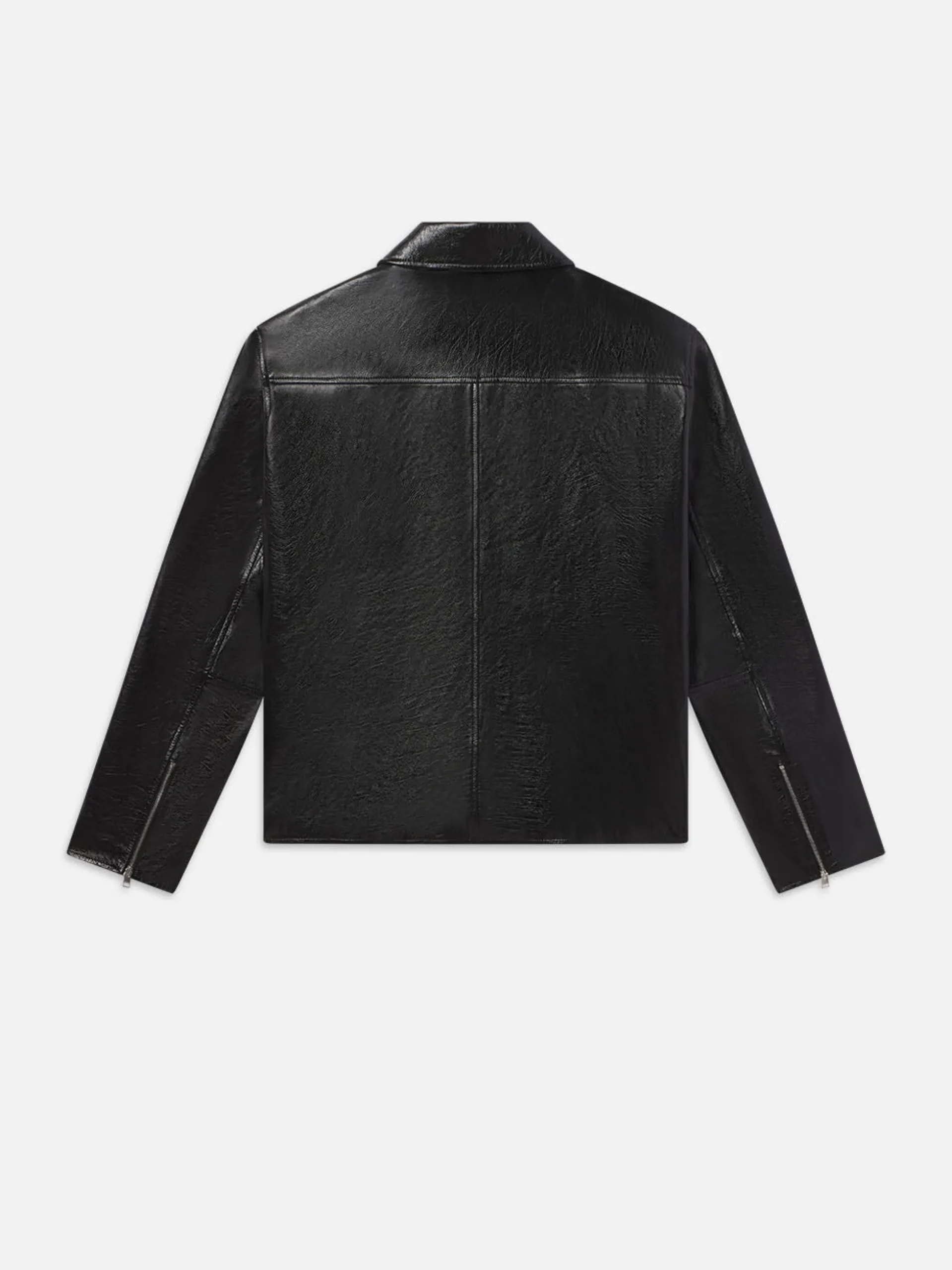 Zip Up Leather Jacket in Black